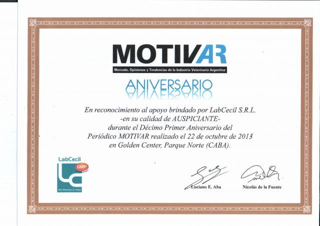 Certificado Motivar 11 aniversario